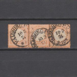 Duitsland 1872 18 Brustschild Strip van 3 Hamburg gestempeld