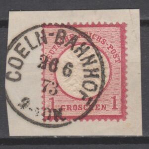 Duitsland 1872 19 Brustschild Coeln-Bahnhof gestempeld