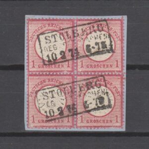 Duitsland 1872 19 Brustschild blok van 4 Stolberg gestempeld
