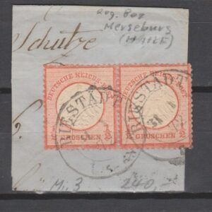 Duitsland 1872 3 Brustschild paar Riestadt gestempeld