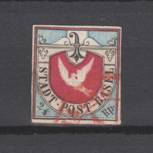 Zwitserland 1845 1b Basel (Brieftaube) gestempeld met certificaat