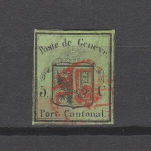 Zwitserland 1845 3 Genève Kleine Adelaar gestempeld met certificaat