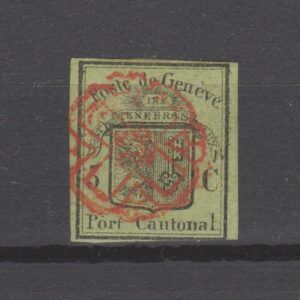 Zwitserland 1846 4 Genève Grote Adelaar gestempeld met certificaat