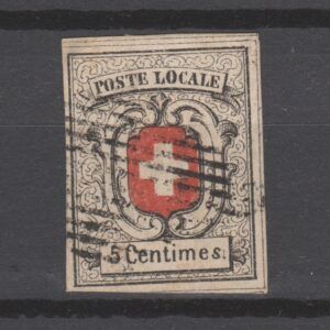 Zwitserland 1851 3 Eidgenossenschaft (Neuenburg) gestempeld gekeurd