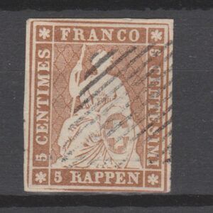 Zwitserland 1854 13 I Strubel (Müncher Druck) gestempeld gekeurd