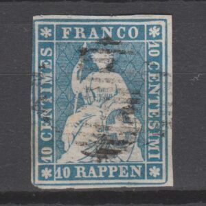 Zwitserland 1854 14 I a Strubel gestempeld met Befund