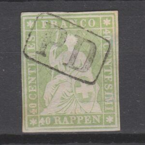 Zwitserland 1854 17 I b Strubel PD stempel met certificaat