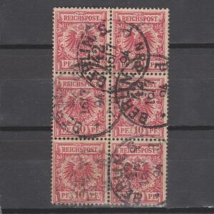 Duitsland 1889 47 Kroon/Adelaar in blok van 6 gestempeld