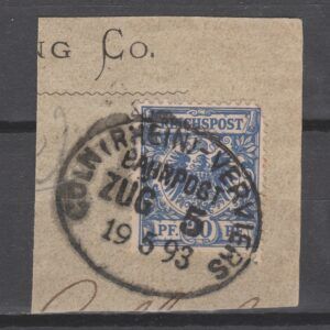 Duitsland 1889 48 Kroon/Adelaar Bahnpost gestempeld