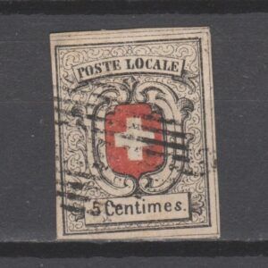 Zwitserland  1851 3 Neuenburg gestempeld gekeurd