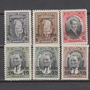 Turkije 1936 1004-1009 Dardanellen Verdrag met Opdruk