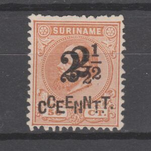Suriname 1892 21Cf Dubbele opdruk