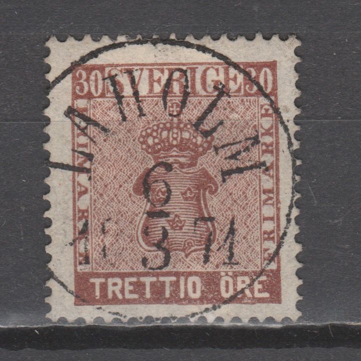 Zweden 1858 11 Wapen met Kroon gestempeld