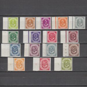 Duitsland 1951 123-138 Posthoorn met tab en Attest Schlegel