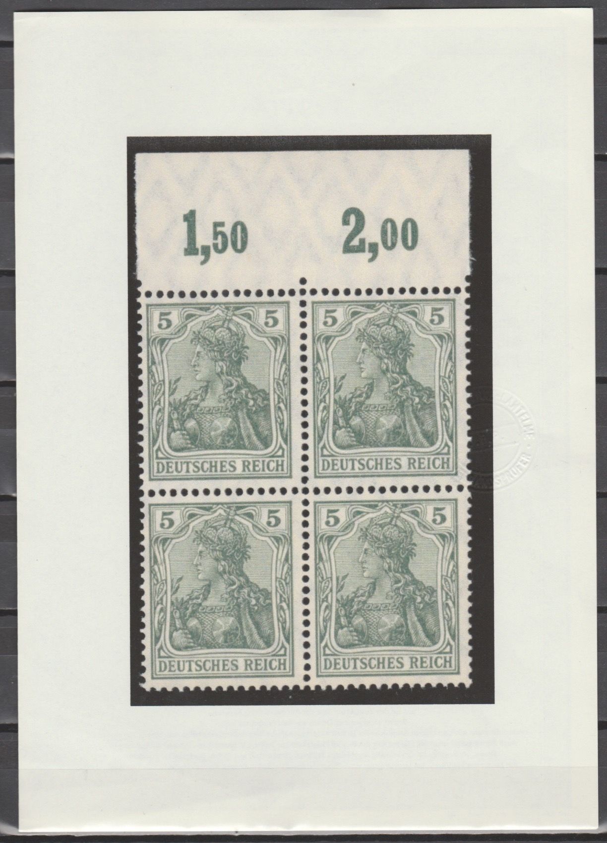 Duitsland 1905 85 I B P OR Germania in blok van 4 met Attest - Afbeelding 3