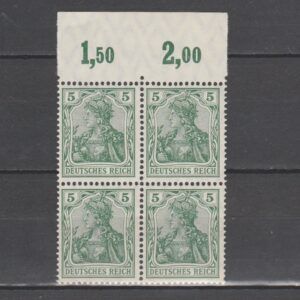 Duitsland 1905 85 I B P OR Germania in blok van 4 met Attest