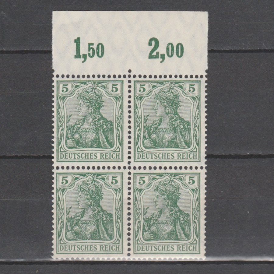 Duitsland 1905 85 I B P OR Germania in blok van 4 met Attest