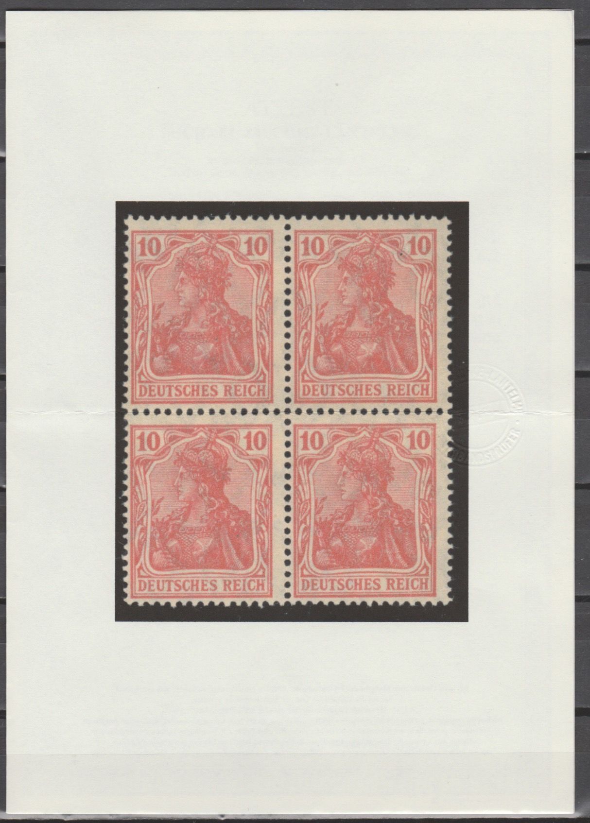 Duitsland 1915 86 II f Germania in blok van 4 met Attest - Afbeelding 3