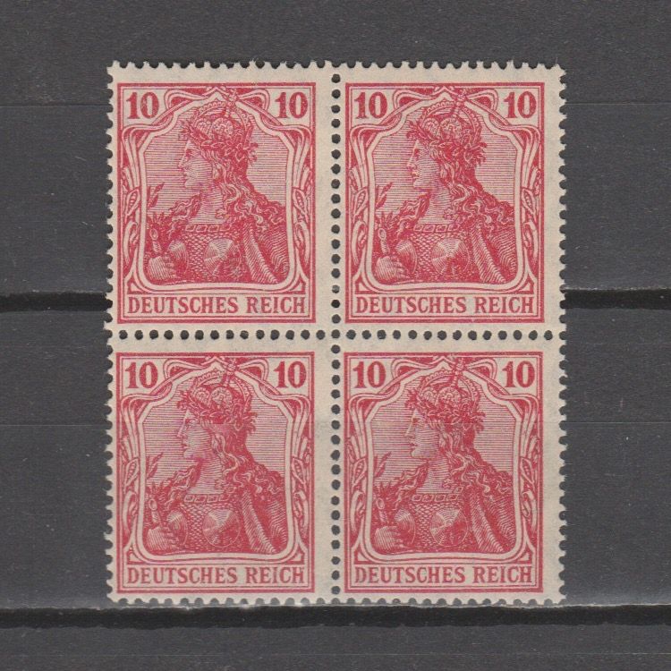 Duitsland 1915 86 II f Germania in blok van 4 met Attest