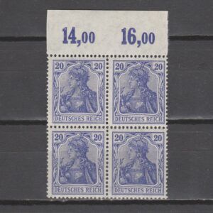 Duitsland 1915 87 II d P OR Germania in blok met tab van 4 gekeurd