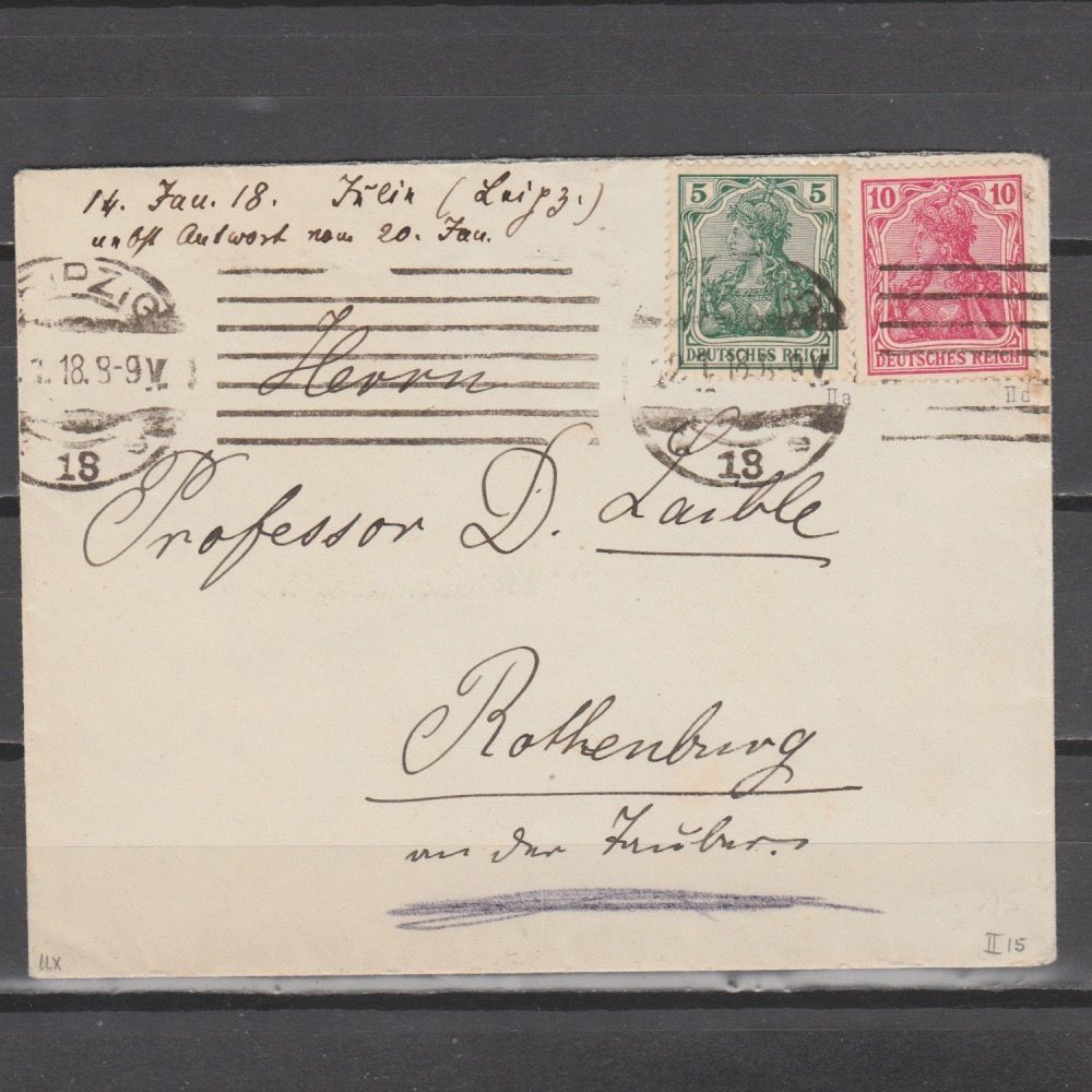 Duitsland 1918 Brief met 1915 86 II d Germania gekeurd