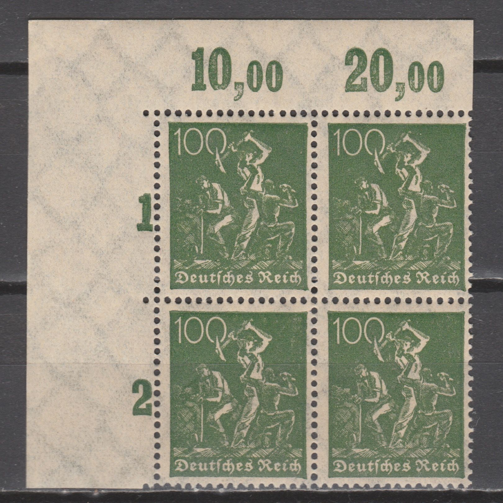 Duitsland 1921 187 b P OR in blok van 4 gekeurd