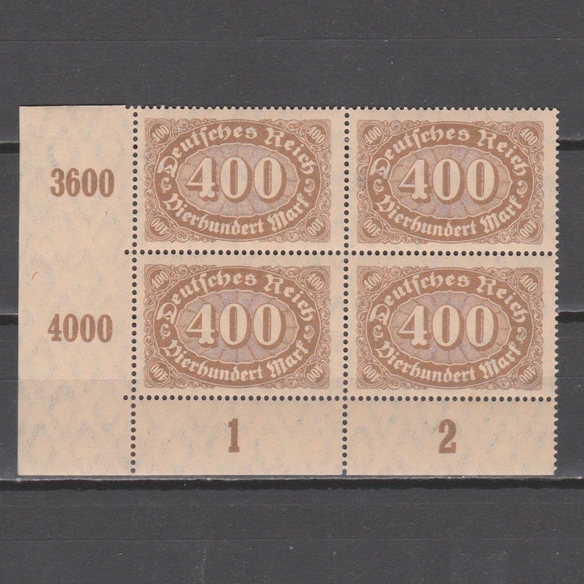 Duitsland 1922 222 b in blok van 4 gekeurd