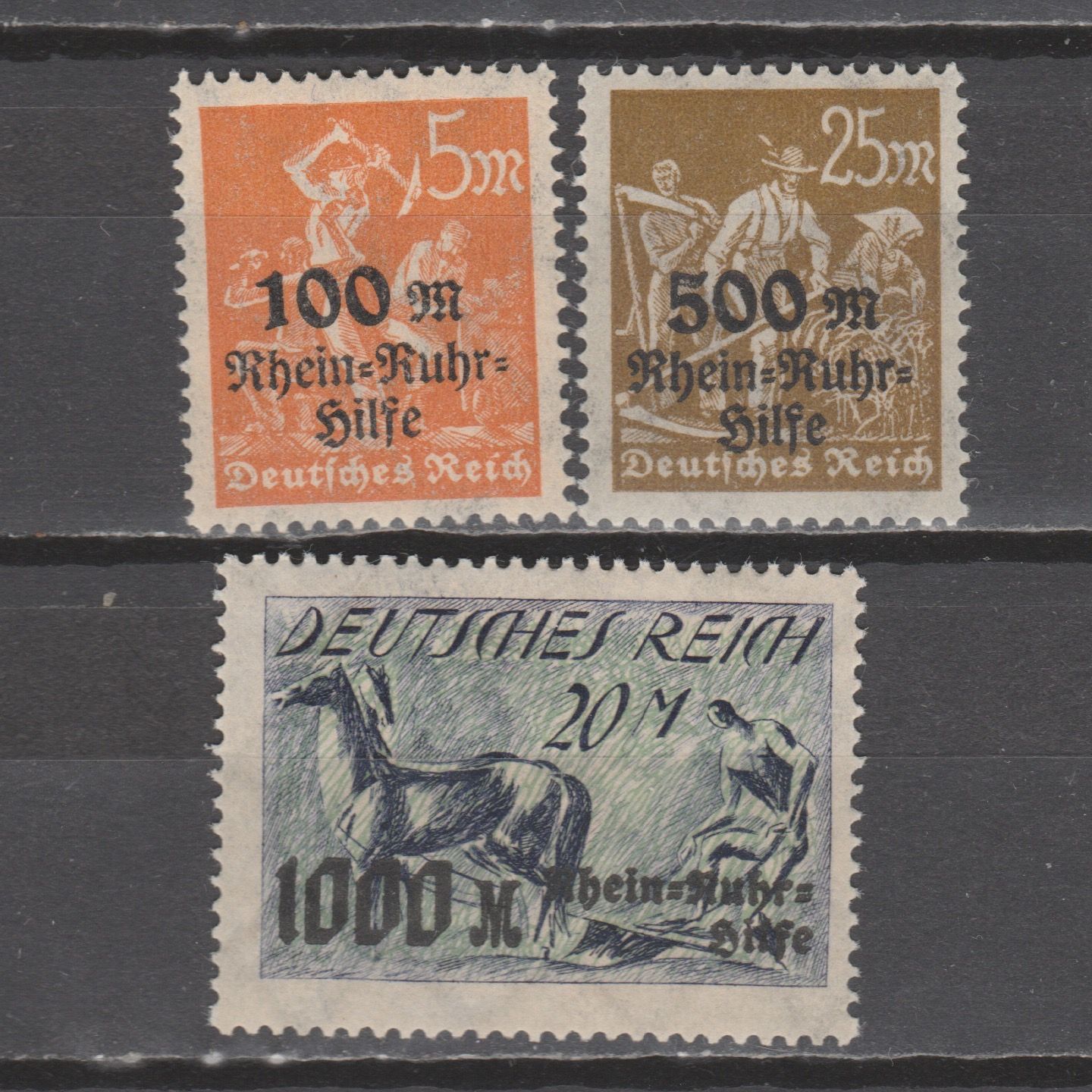 Duitsland 1923 258-260 Rhein & Rhurhilfe
