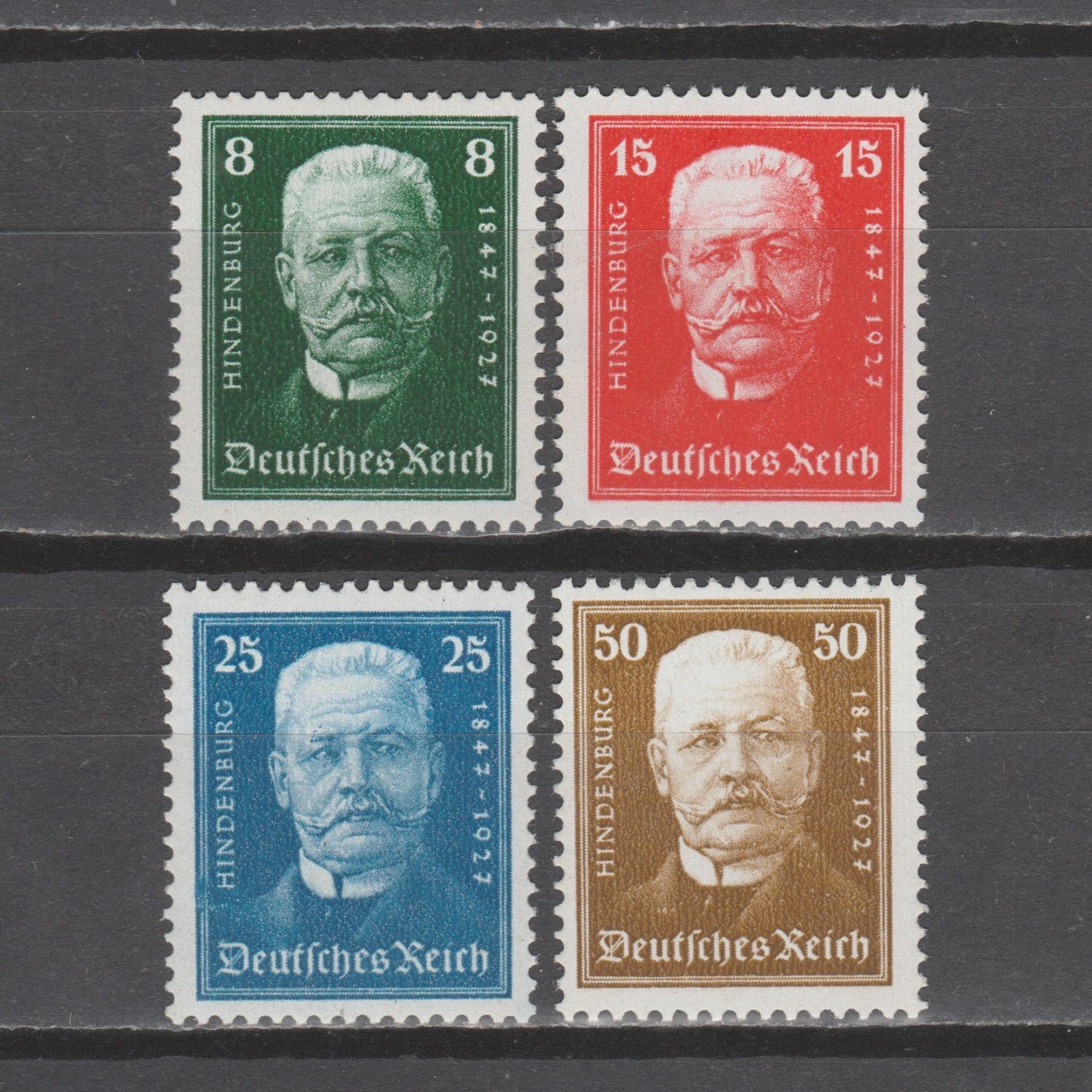 Duitsland 1927 403-406 Deutsche Nothilfe (80. Geburtstag Paul von Hindenburg)