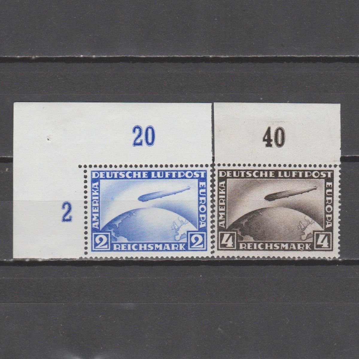 Duitsland 1928 423-424 Luchtpost Zeppelins met bovenrand