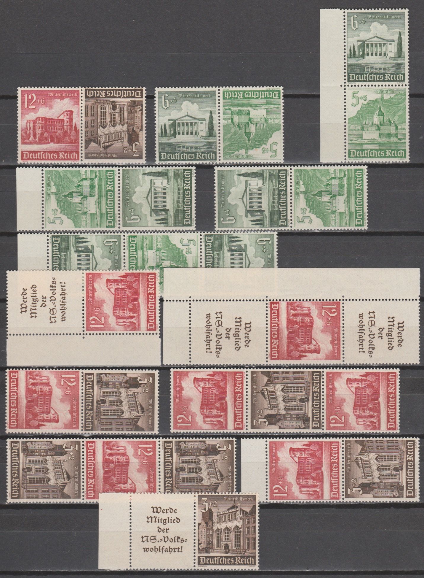 Duitsland 1940 MH 47 Winterhilfswerk (Bauwerke) Zusammendrucke